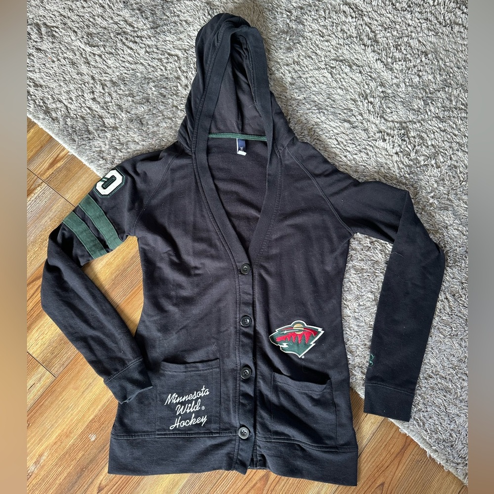 Minnesota Wild Women's Black Hoodie Cardigan